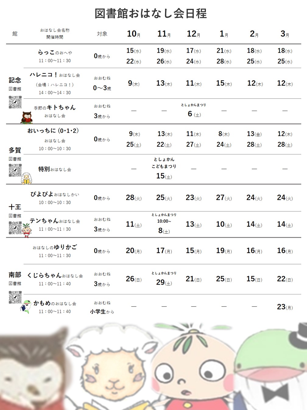 令和7年度おはなし会チラシ（10～3月)